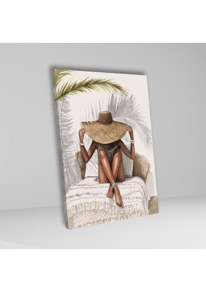 3'lü Kanvas Duvar Tablosu Boho Şarap Içen Kadın ve Okaliptüs fiyatları