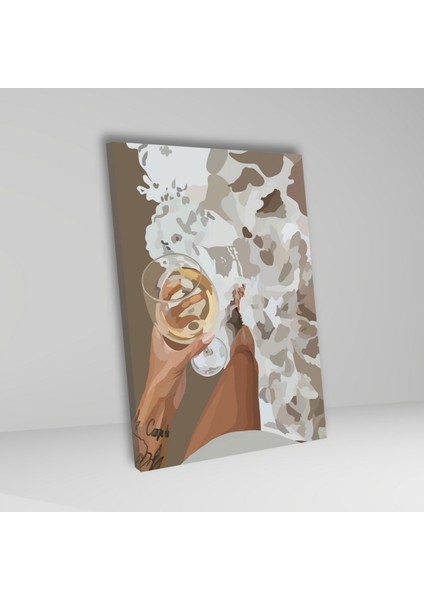 3'lü Kanvas Duvar Tablosu Boho Şarap Içen Kadın ve Okaliptüs fırsatları