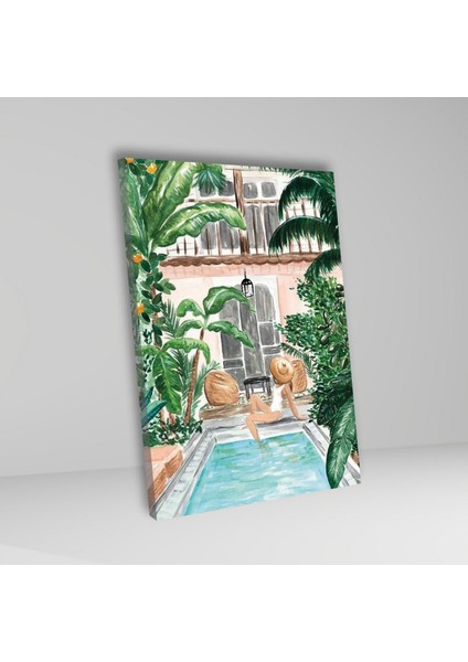 3'lü Kanvas Duvar Tablosu Boho Kadın Görseli ve Yeşil Ananas fiyatları