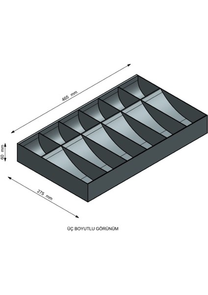 Komple Metal Kırılmaz Çekmece Ici Para Düzenleyici 6 Banknot 6 Bozuk Kırılmaz Para Bölmeli 46,5 x 27,5 x 6 cm