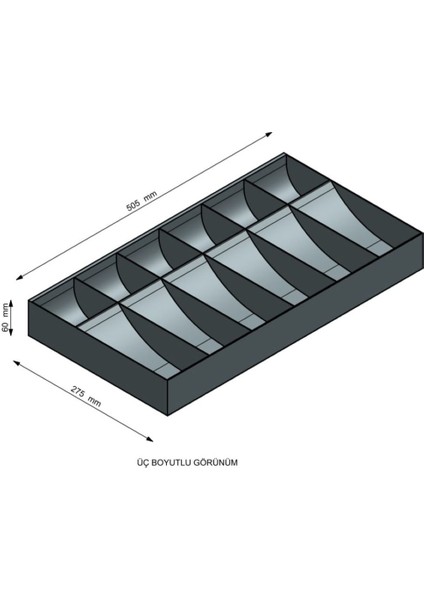 Komple Metal Kırılmaz Çekmece Ici Para Düzenleyici 6 Banknot 6 Bozuk Kırılmaz Para Bölmeli 50.5 x 27,5 x 6 cm