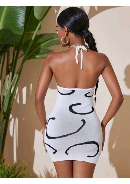 Kadın Boyundan Bağlamalı Triko Elbise fiyatları