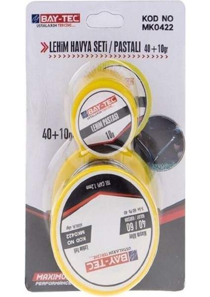 Bay Tec 40-60 mm Lehim Teli ile 10 gr Lemin Pastası Seti