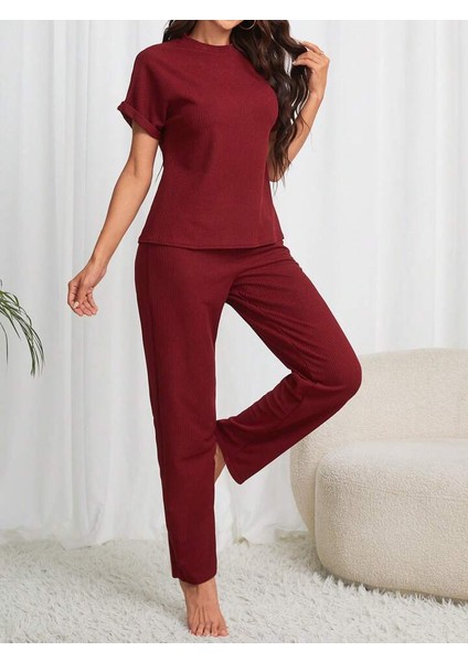 Kadın Kısa Kollu Bisiklet Yaka Kol Katlama Detay Kaşkorse Ikili Takım fiyatları