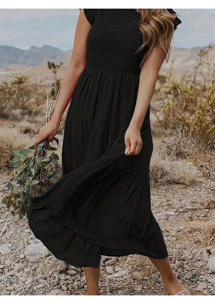 Kadın Kısa Kollu Kolları Volanlı Gipeli Aerobin Elbise fırsatları