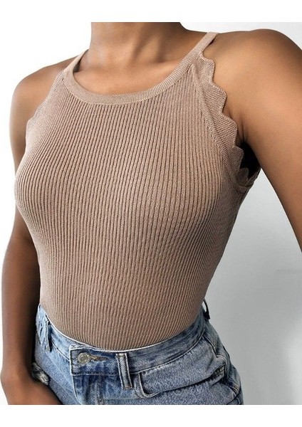 Kadın Askılı Halter Yaka Triko Bluz indirimleri