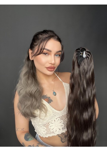 Mini Mandallı At Kuyruğu Tokalı Postiş At Wag Dalgalı Model Tak ve Çık