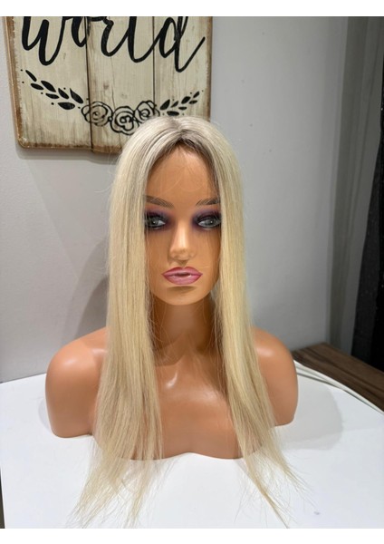 Tepe Kısmı Cilt Görünümlü Sabit Ayrımlı Gerçek Saç Tepelik