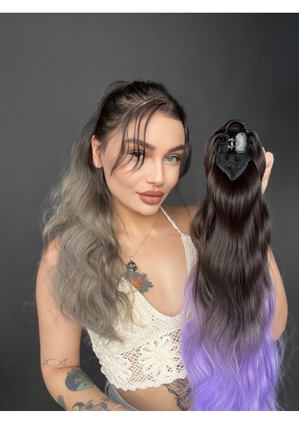 Mini Mandallı Tokalı Postiş At Kuyruğu Wag Dalgalı Model Tak ve Çık
