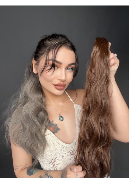 Mini Mandallı At Kuyruğu Tokalı Postiş At Wag Dalgalı Model Tak ve Çık