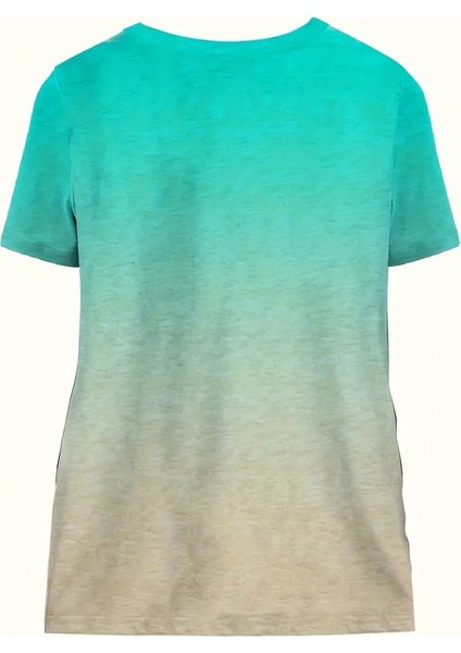 Kadın Kısa Kollu Bisiklet Yaka Kalp Baskılı Süprem Bluz indirimleri