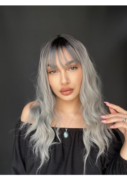 Okyanus Dalgası Perçemli Medikal Peruk Perçemli Fiber Siyah Gri fiyatları