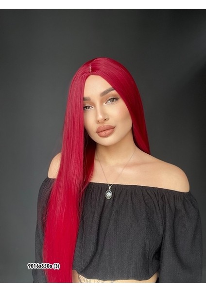 Düz Uzun Perçemsiz Cilt Görünümlü Medikal Özel Peruk Kızıl modelleri