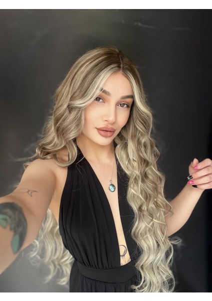 Doğal Saç 85 cm Sombre Gerçek Saç Tül Peruk Kişiye Özel Ombreli modelleri