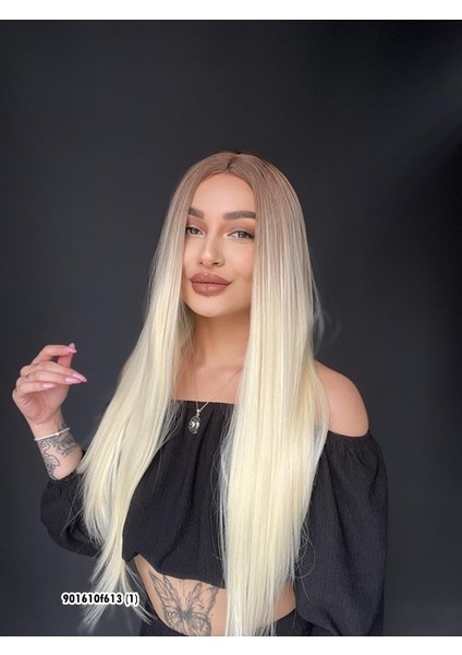 Düz Uzun Perçemsiz Cilt Görünümlü Medikal Özel Peruk 10F613