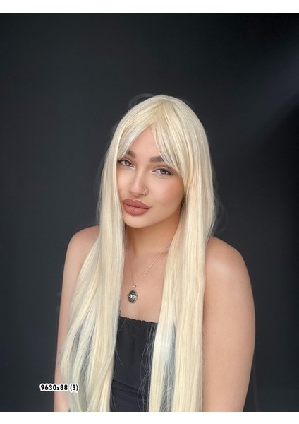 Düz 70 cm Ekstra Uzun Perçemli Medikal Özel Peruk Doğal Sarı