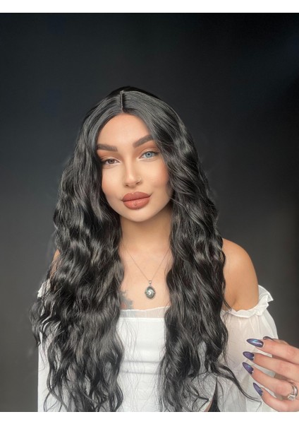 Doğal Dalgalı Tül Peruk Efsane Su Dalgalı Medikal Özel Seri Siyah