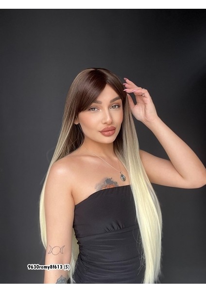 Düz 70 cm Ekstra Uzun Perçemli Medikal Özel Peruk Küllü Ombreli fiyatları