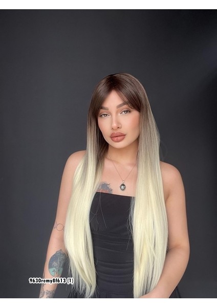 Düz 70 cm Ekstra Uzun Perçemli Medikal Özel Peruk Küllü Ombreli modelleri