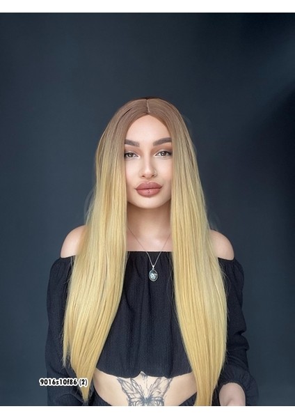 Düz Uzun Perçemsiz Cilt Görünümlü Medikal Özel Peruk 10F86