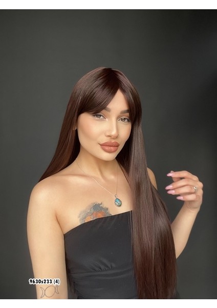 Düz 70 cm Ekstra Uzun Perçemli Medikal Özel Peruk Bitter Kahve fiyatları