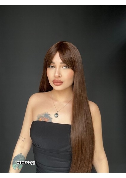 Düz 70 cm Ekstra Uzun Perçemli Medikal Özel Peruk Çikolata Kahve fiyatları