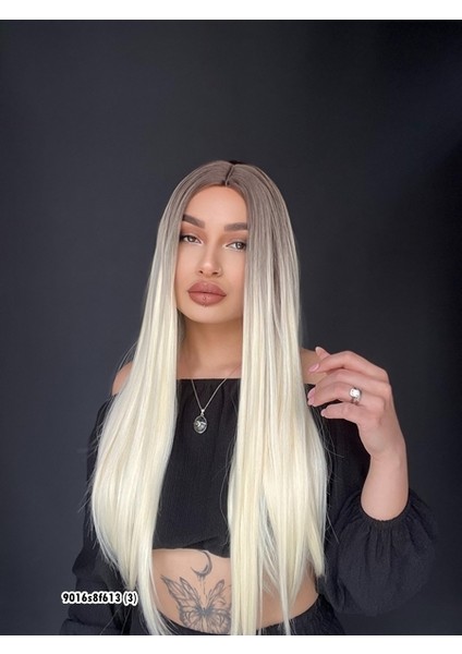 Düz Uzun Perçemsiz Cilt Görünümlü Medikal Özel Peruk Küllü Kumral fiyatları