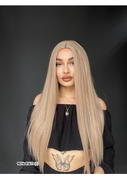 Düz Uzun Perçemsiz Cilt Görünümlü Medikal Özel Peruk Kül Grisi