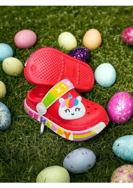 Calx Çocuk Kırmızı Renk Kedi Figürlü Kaydırmaz Sandalet Crocs Terlik fırsatları