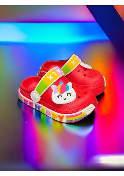 Calx Çocuk Kırmızı Renk Kedi Figürlü Kaydırmaz Sandalet Crocs Terlik indirimleri