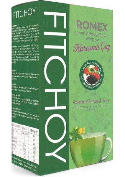 Fitchoy Romex Çınar Yaprağı Tarçın Biberiye Karışımlı Çay 45 Adet 90GR