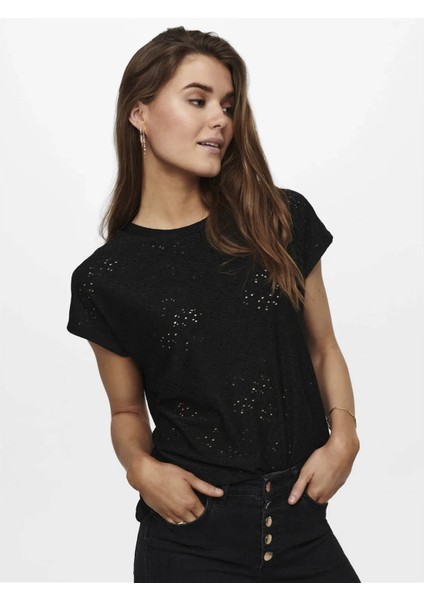 Kadın Bluz Siyah 15231005 Only Onlsmılla S/s Top Jrs Noos