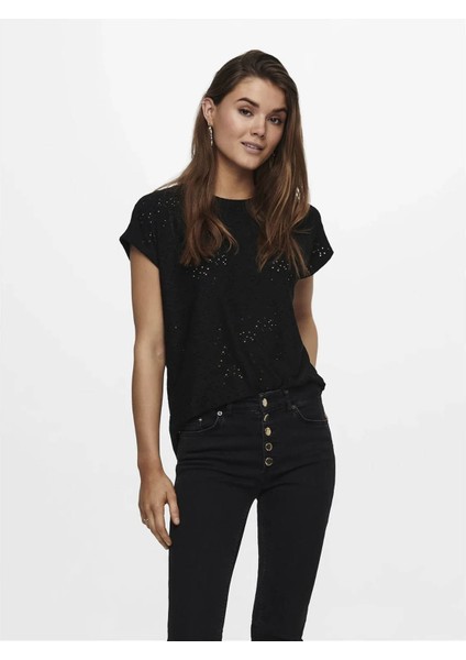 Kadın Bluz Siyah 15231005 Only Onlsmılla S/s Top Jrs Noos