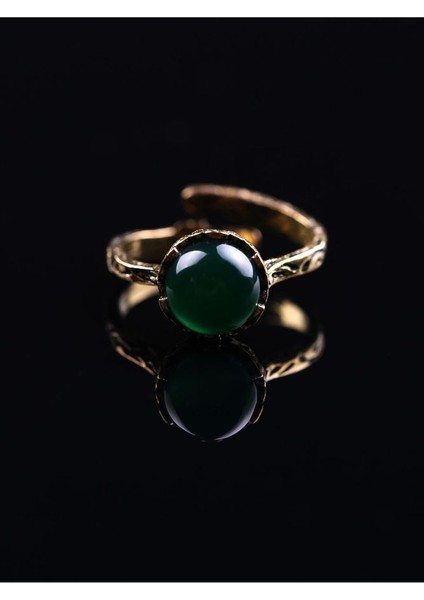 Doğal Taş Yeşil Akik Çıtır Doğal Taşlı Ayarlanabilir Yüzük Yacdtay-1 modelleri