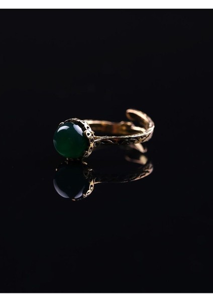 Doğal Taş Yeşil Akik Çıtır Doğal Taşlı Ayarlanabilir Yüzük Yacdtay-1 fırsatları