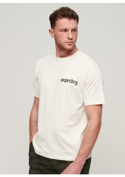 Bisiklet Yaka Baskılı Krem Erkek T-Shirt M1011896B22C_TATTOO Graphıc Loose T fiyatları