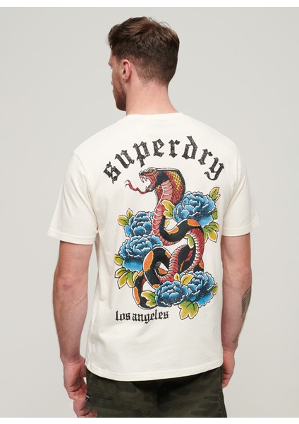 Bisiklet Yaka Baskılı Krem Erkek T-Shirt M1011896B22C_TATTOO Graphıc Loose T indirimleri