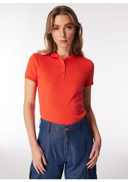 Baskılı Mercan Kadın Polo T-Shirt indirimleri