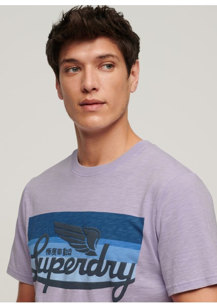 Bisiklet Yaka Baskılı Mor Erkek T-Shirt M1011904A2AC_CALI Strıped Logo T Sh fiyatları