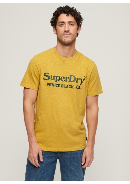 Bisiklet Yaka Baskılı Sarı Erkek T-Shirt M1011893A2AX_VENUE Classıc Logo T S fiyatları