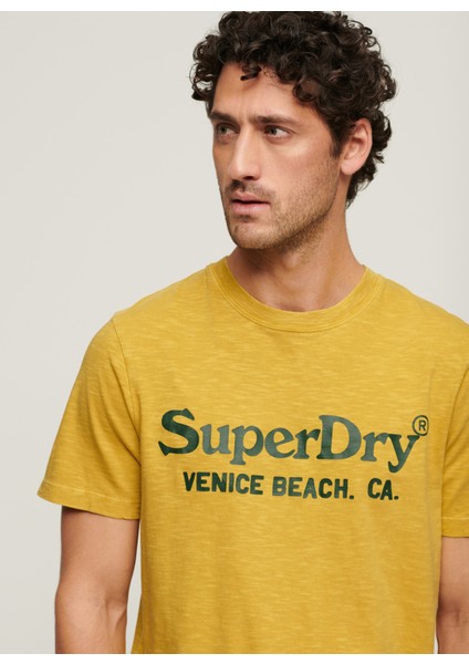 Bisiklet Yaka Baskılı Sarı Erkek T-Shirt M1011893A2AX_VENUE Classıc Logo T S modelleri