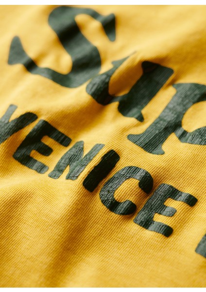 Bisiklet Yaka Baskılı Sarı Erkek T-Shirt M1011893A2AX_VENUE Classıc Logo T S fırsatları
