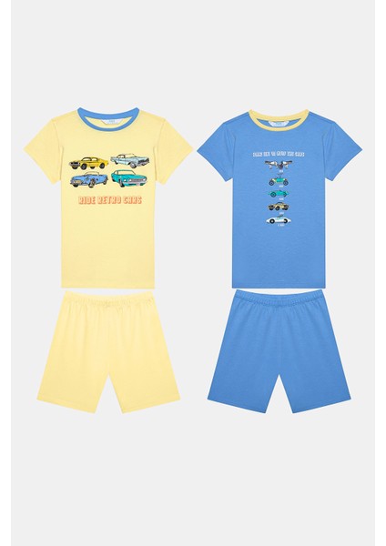 Erkek Çocuk Retro Cars Ço Renkli 2li Pijama Takımı