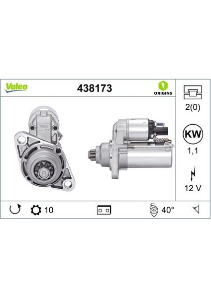 12V Marş Motoru 10 Diş 1 Kw Audı-Seat-Skoda-Vw (Ters)