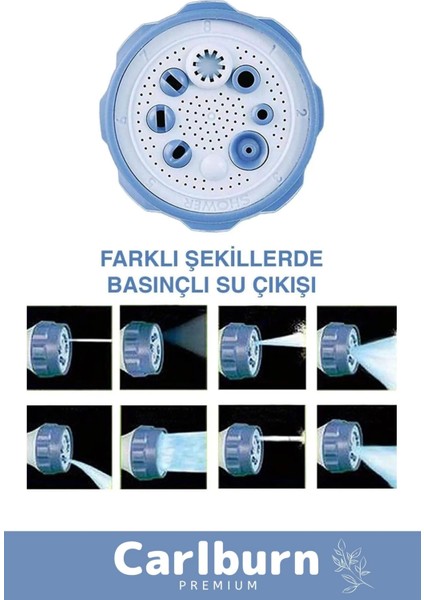 Premium Tazikli Basınçlı Deterjanlı Oto Yıkama Sistemi Makinesi Su Tabancası Sulama Başlığı 8 Modlu