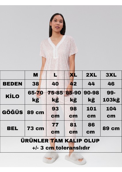 Pijama Kadın Bambu Kısa Kol Kapri Pijama Takımı 6969