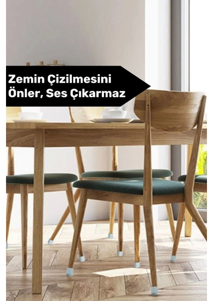 Premium Kaydırmaz Çizdirmez Mobilya Masa Sandalye Zemin Koruyucu Silikon Pabuç Ayak Kılıf 32 Adet