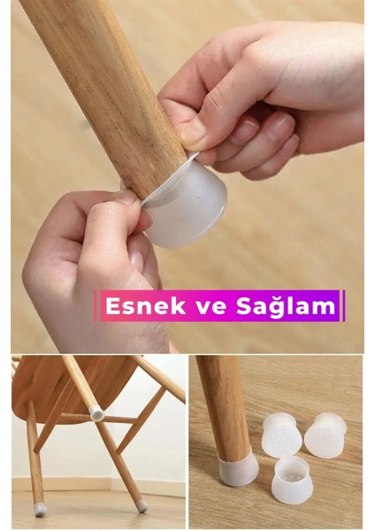Premium Kaydırmaz Çizdirmez Mobilya Masa Sandalye Zemin Koruyucu Silikon Pabuç Ayak Kılıf 32 Adet