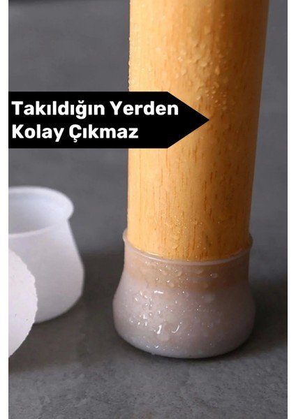 Premium Kaydırmaz Çizdirmez Mobilya Masa Sandalye Zemin Koruyucu Silikon Pabuç Ayak Kılıf 32 Adet
