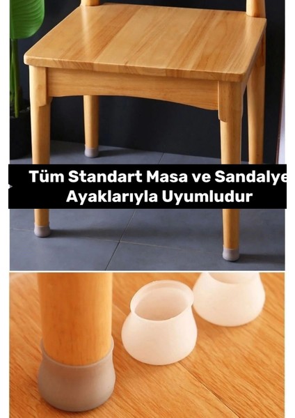Premium Kaydırmaz Çizdirmez Mobilya Masa Sandalye Zemin Koruyucu Silikon Pabuç Ayak Kılıf 32 Adet